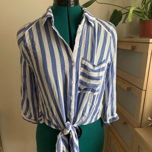Striped button down crop top